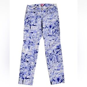 Lilly Pulitzer Kelly Skinny Ankle Lilac Rock The Dock Textured Pants Sz 4